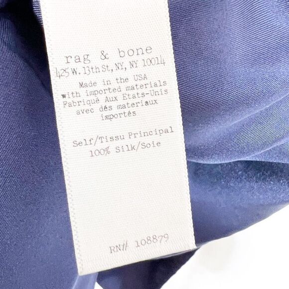 RAG & BONE Dress Navy Blue Drop Waist Silk Midi Sleeveless Womens XS - Picture 6 of 12